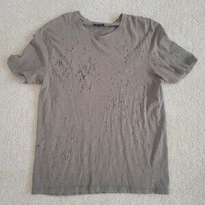 Zara Thrashed Large Shirt Grunge Distressed Brown Earth Tone Skater Goth